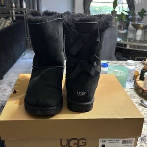 UGG Women's Black Winter Boots with Bows